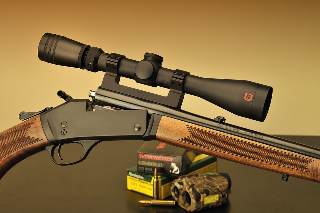 All decked out with a Redfield 3-9x 40mm scope, this Henry single-shot rifle is ready to go. Exhibiting fine fit and finish and quality wood, this could be the right rifle for those desiring the challenge of a rifle chambered for only one round of ammunition.